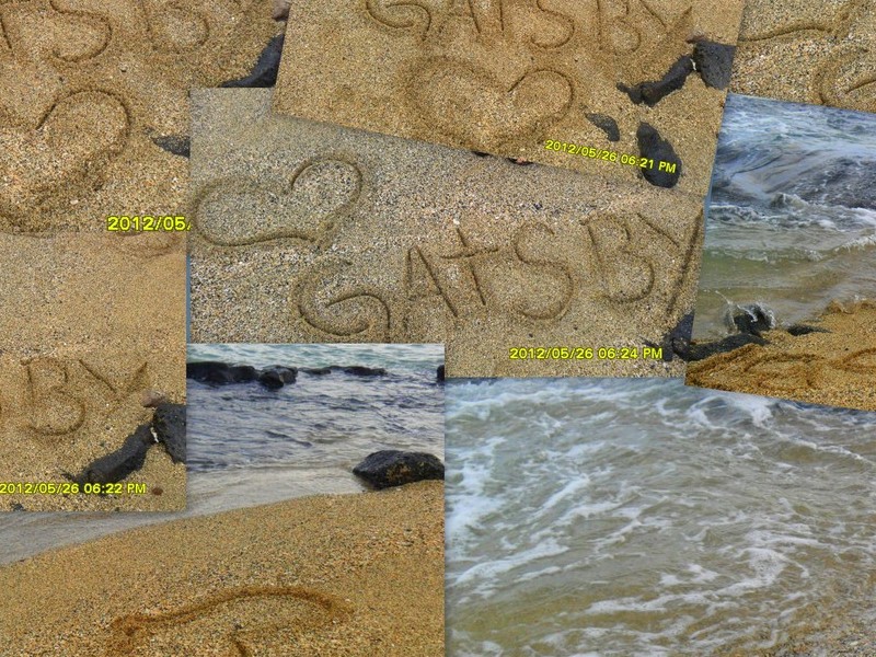 Wrote Gatsbys name in the sand and waited slowly as the waves took it away.