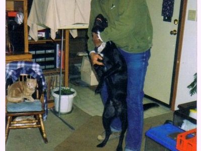 Roscoe greeting dad home from a week away for work