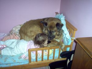 Took over Trinity's new bed