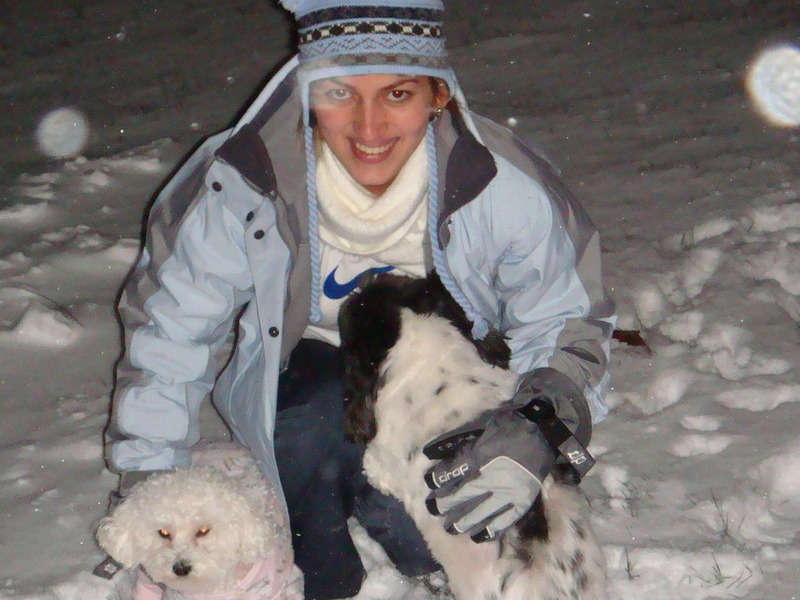 Pinky and Tinky with Mommy in the Snow.