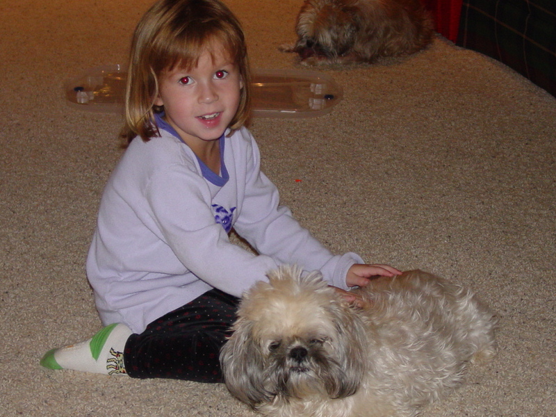 Brandie with Stephanie, Gizmo in the background